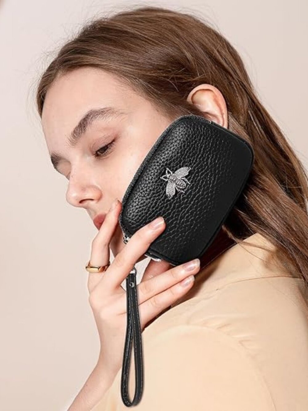 imeetu Genuine Leather Coin Purse | Double Zipper Small Pouch Wallet